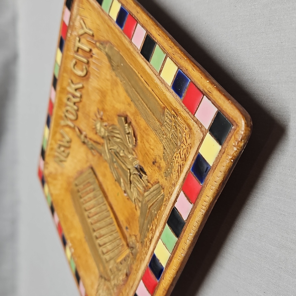 60s New York City United Nations Statue Of Liberty Empire State Building plaque - Picture 9 of 12